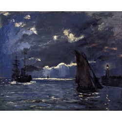 MONET. A Seascape, Shipping by Moonlight